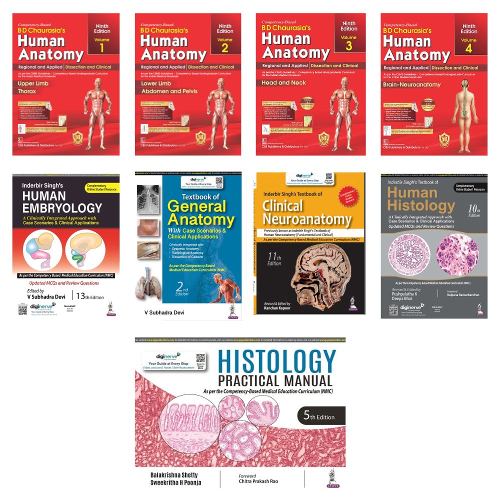 anatomy-combo-2-ib-singh-histology-embryology-neuroanatomy-bdc-anatomy-4-volume-set-histology-shetty-practical-general-anatomy