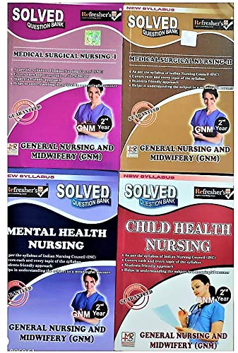 refreshers-gnm-2nd-year-solved-question-bank-in-english-4-books-set-subjects-medical-surgical-nursing-1-2-physchiatry-mental-health-child-health-nursing-