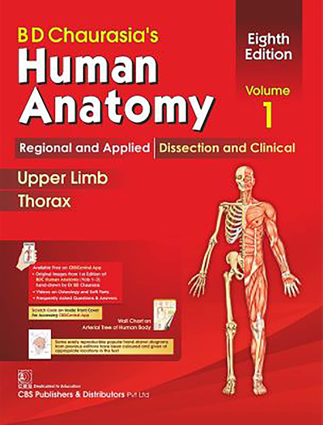 bd-chaurasias-human-anatomy-regional-applied-dissection-clinical-vol-1-upper-limb-thorax-8e-in-4-vols-with-wall-chart